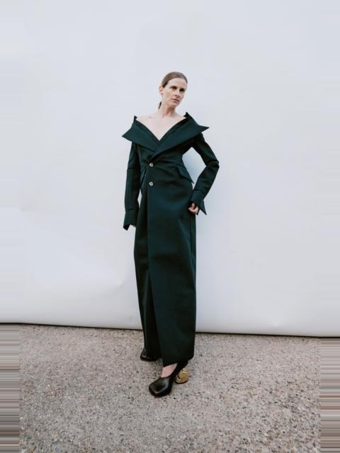 A.W.A.K.E. MODE DOUBLE-BREASTED FITTED OFF-SHOULDER JACKET DRESS BLACK