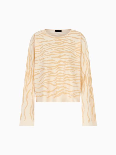 GIORGIO ARMANI VISCOSE JACQUARD BLEND CREW-NECK JUMPER