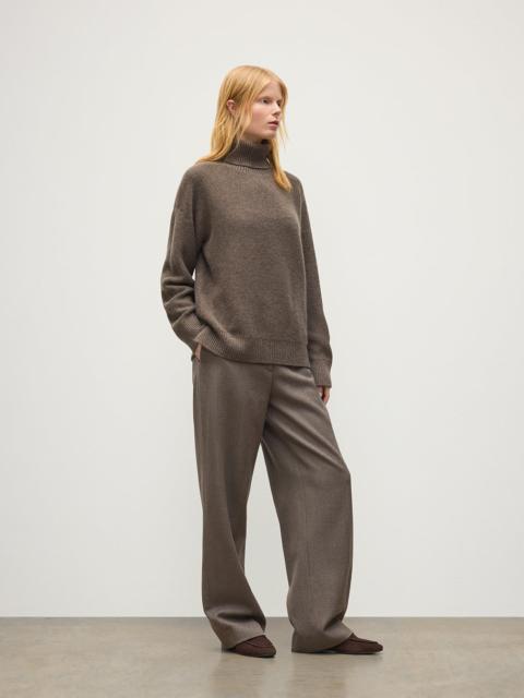 Johnstons of Elgin Maggie Reverse Stitch Roll Neck Brown Cashmere Jumper