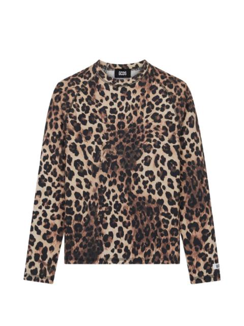 GCDS leopard-print waffle-knit T-shirt