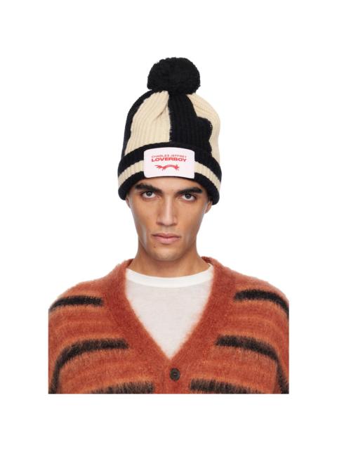 CHARLES JEFFREY LOVERBOY Black & Off-White Pompom Beanie