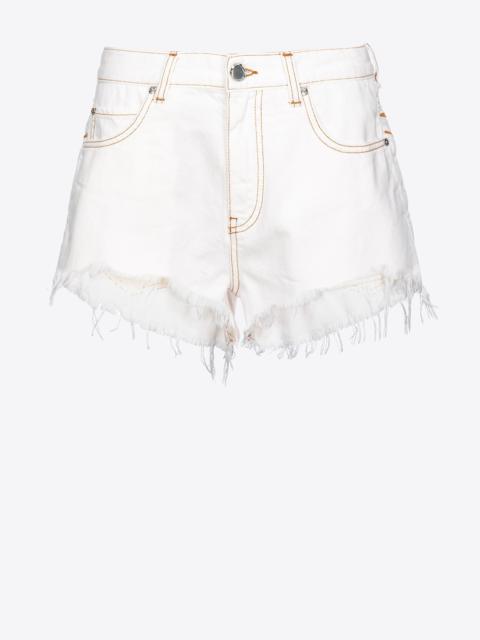 PINKO FRINGED SHORTS WITH EMBROIDERY ON THE BACK