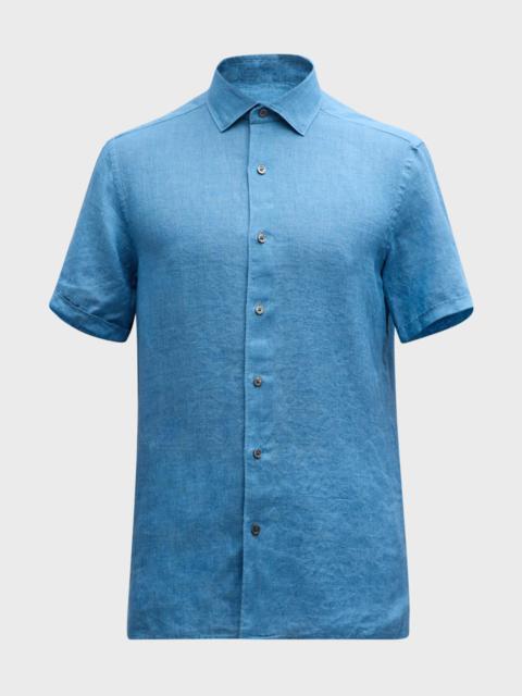 Men's Linen Chambray Short-Sleeve Shirt