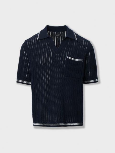 rag & bone Johnny Collar Crochet Polo Shirt