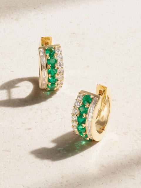 ANITA KO Lola 18-karat Gold, Emerald And Diamond Hoop Earrings