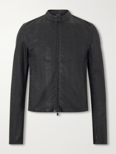 GUCCI Snake-Effect Cotton-Blend Jacket Black