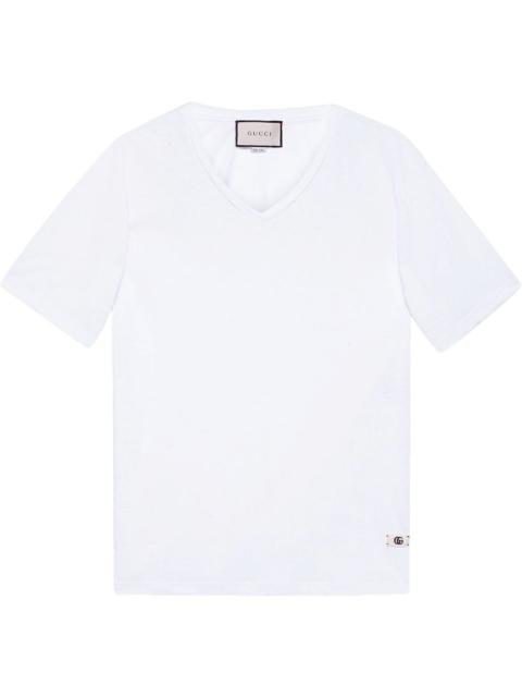 GUCCI Linen V-neck 티셔츠와 더블 G