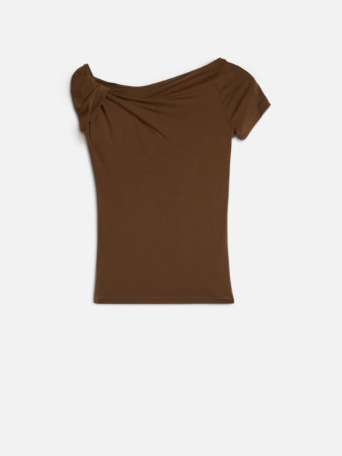 7 For All Mankind TWISTED SHOULDER TEE in Lyocell Toffee