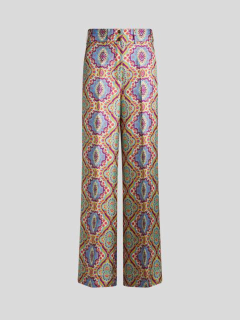 SILK TROUSERS WITH MEDALLION PRINT