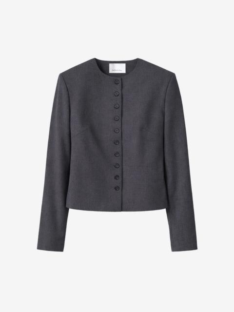 The Frankie Shop Katya Button-Up Boxy Top - Dark Grey Melange