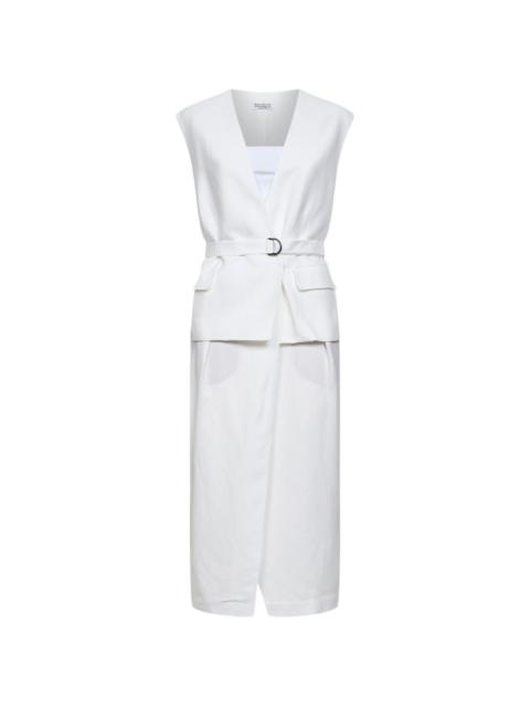 Brunello Cucinelli V-neck belted midi dress