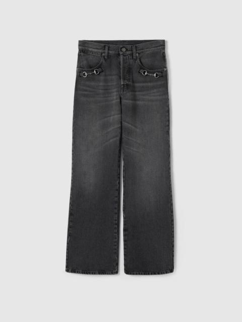 GUCCI Cotton denim pants with Horsebit