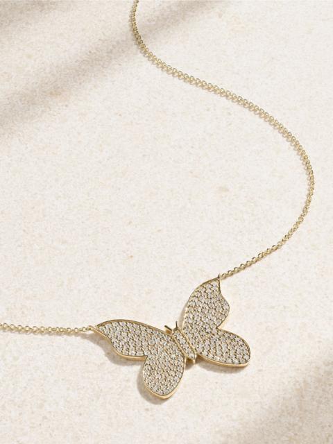 SYDNEY EVAN Large Butterfly 14-karat gold diamond necklace Gold