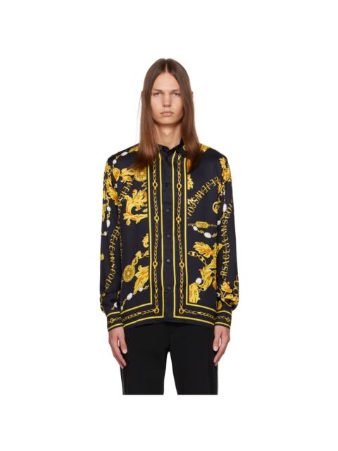 VERSACE JEANS COUTURE Black & Yellow Chain Couture Shirt