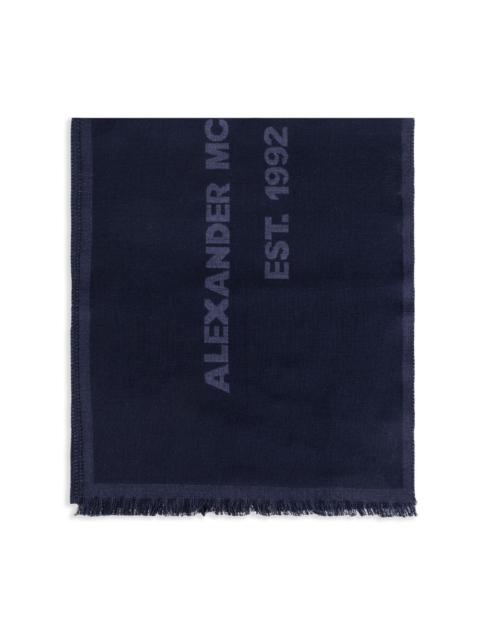 logo-print wool scarf