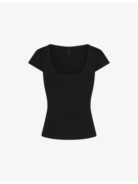 SKIMS Refined Knit Scoop-Neck Knitted T-Shirt