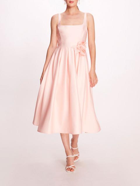 Marchesa DUCHESS SATIN MIDI DRESS