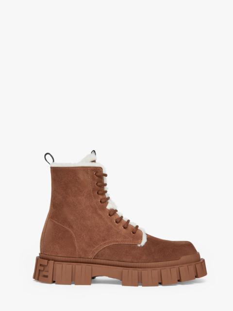 FENDI Brown suede ankle boots