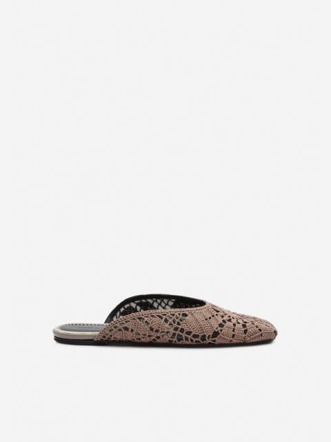 MAGDA BUTRYM Crochet flat mules in taupe