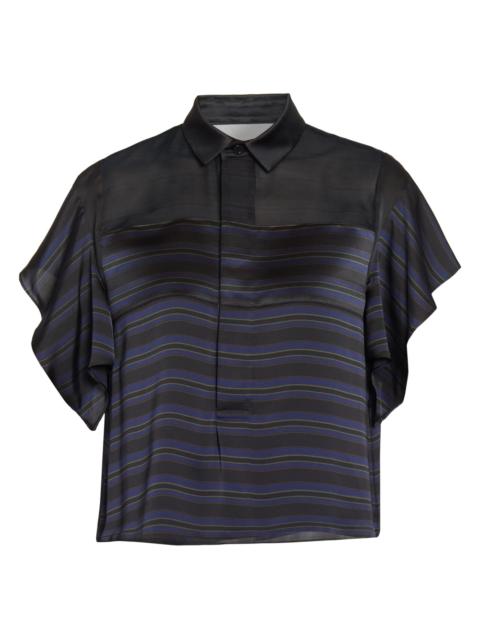 sacai Women's Striped Sheer Yoke Shirt - Black Navy