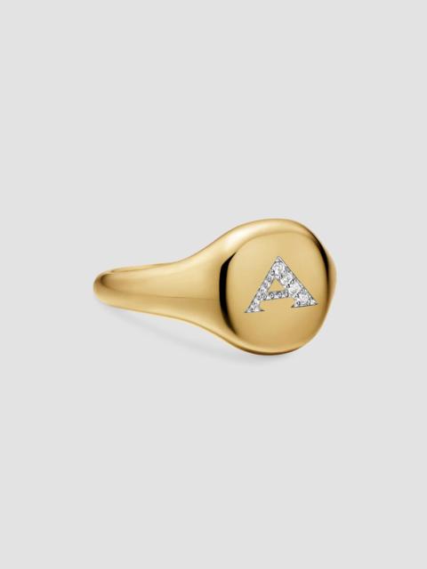 DAVID YURMAN Women's DY Initial Pinky Ring in 18K Yellow Gold - A Letter