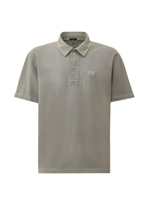 C.P. Company 24/1 piquet-button short-sleeve logo-patch cotton polo shirt