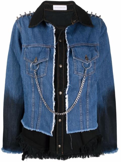 chain-embellished panelled denim jacket