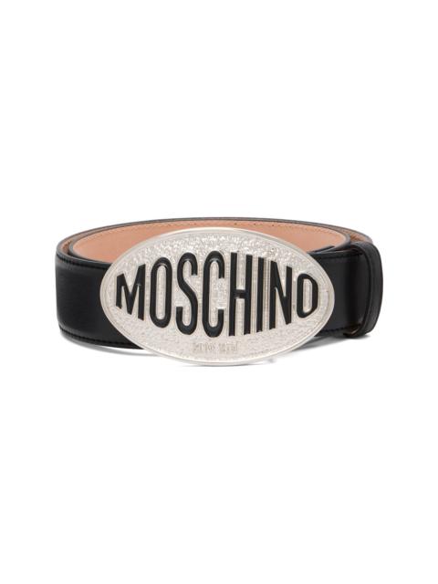Moschino Black Logo Hardware Belt