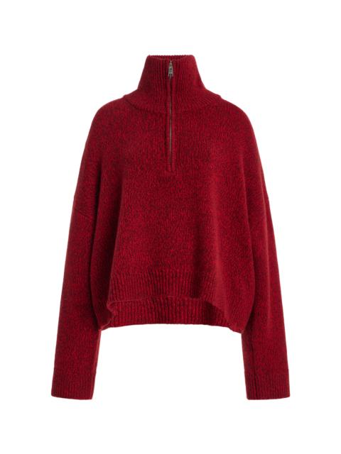FRAME The Half Zip Marled Wool Sweater