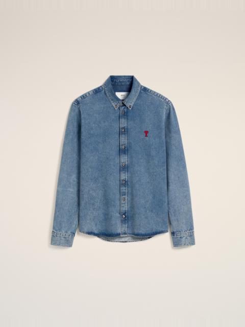 AMI Paris BLUE DENIM BUTTON-DOWN AMI DE COEUR SHIRT