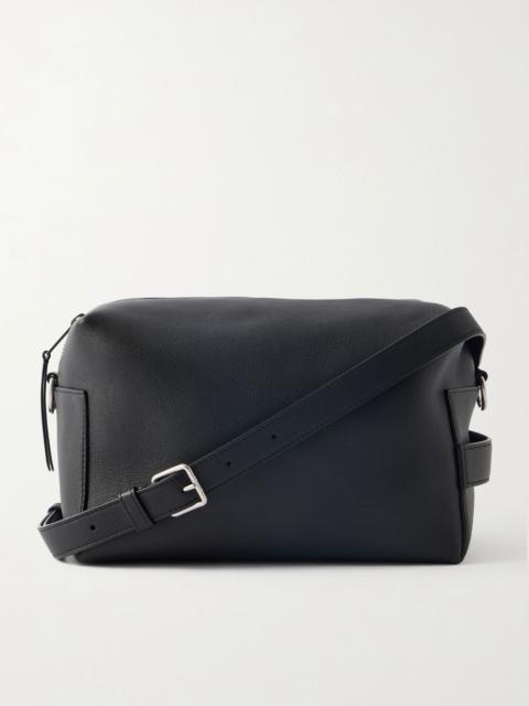 CELINE Logo-Print Leather Messenger Bag Black