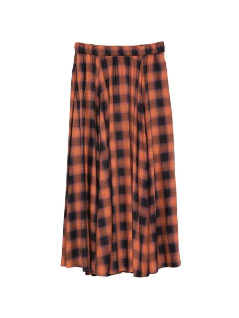 Aspesi checked flared midi skirt