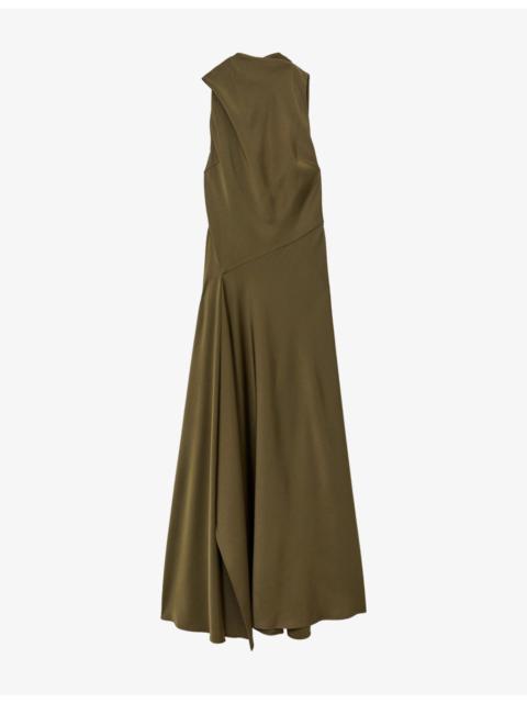 REISS Sabine Cape-Detail Satin Maxi Dress