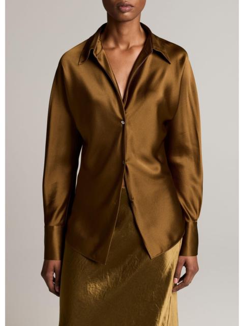 Vince Silk Bias Long-Sleeve Blouse