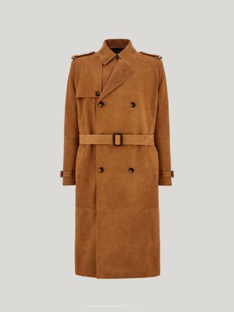 Canali CARAMEL-COLORED CANALI NUVOLA LAMBSKIN SUEDE TRENCH COAT