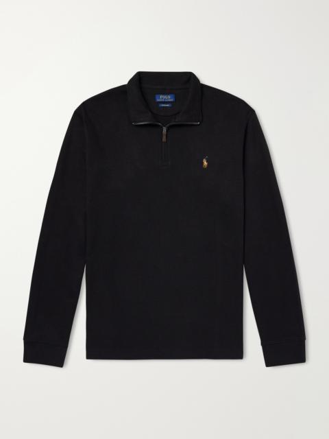 Polo Ralph Lauren Logo-Embroidered Ribbed Cotton Half-Zip Sweater
