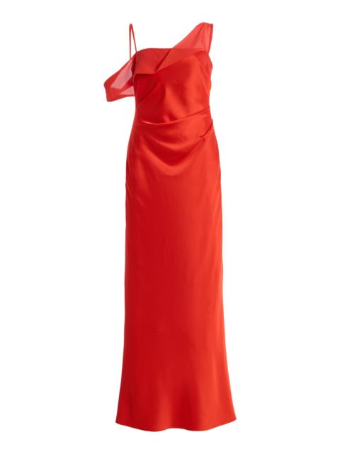 SIGNIFICANT OTHER Exclusive Devlyn Asymmetric Satin Maxi Dress orange