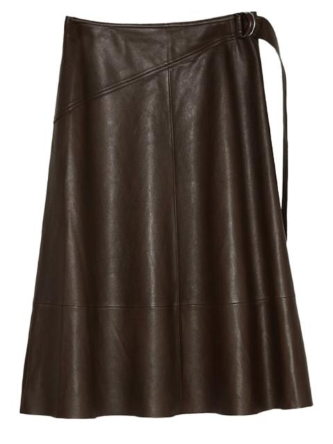 Yves Salomon Belted Leather Midi Skirt