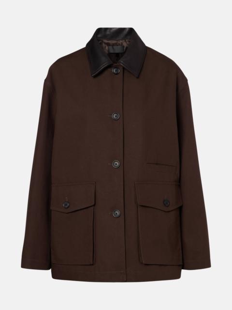 NILI LOTAN Leather-trimmed cotton jacket