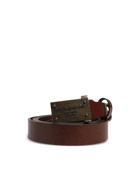 Dolce & Gabbana logo-plaque leather belt