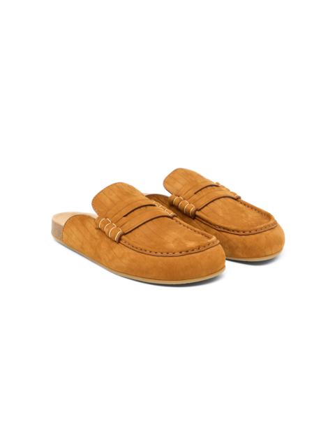 Stitch Suede Loafer Mules tan
