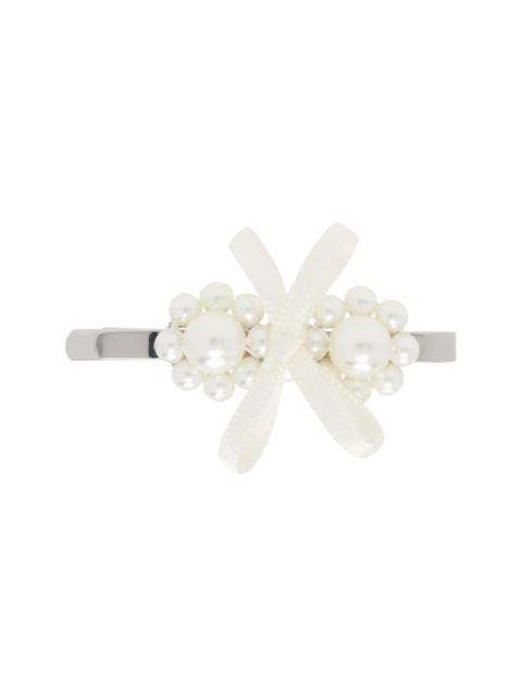 Simone Rocha White Petite Bow Mini Flower Hair Clip