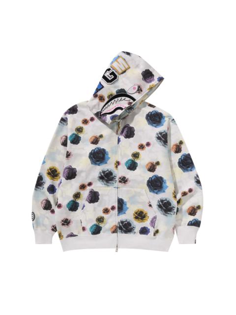 BAPE Floral Camo Shark Relaxed Fit Full Zip Hoodie 'Ivory'