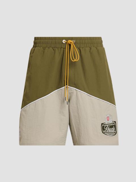 Rhude Men's Logo Track Shorts - Olive Grey