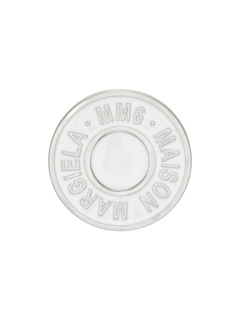 MM6 Maison Margiela White & Silver Round Logo Pin