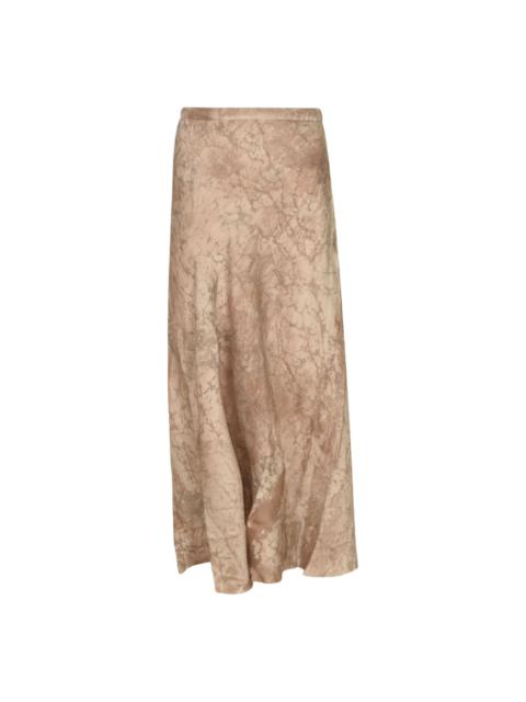 Avant Toi marble-print slip midi skirt