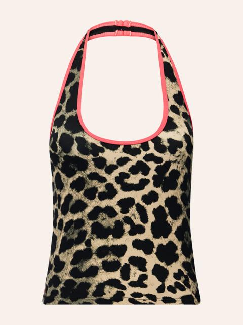 P.E NATION RADAR HALTER TANK IN LEOPARD & DIVA PINK