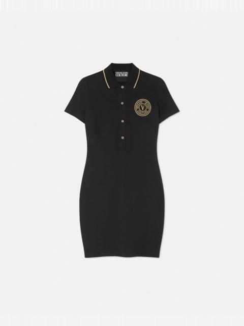 VERSACE JEANS COUTURE V-Emblem Midi Polo Dress