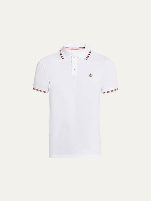 Moncler Men's Stripe-Trim Cotton Polo Shirt