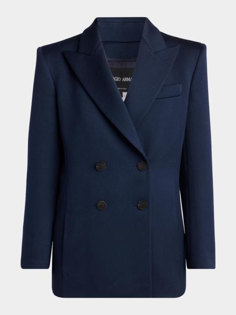 GIORGIO ARMANI Wool-Silk Double-Breasted Blazer Jacket